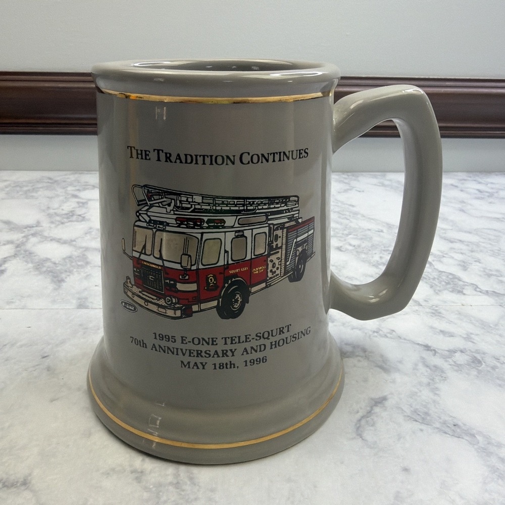 Firefighting Event Beer Stein Coffee Mug 1995 E-ONE TELE-SQUIRT May 18 1996 Fire